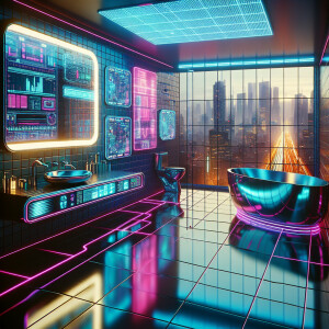 Cyberpunk bathroom