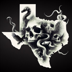 In a dramatic triple exposure artwork, the iconic outline of Tex...