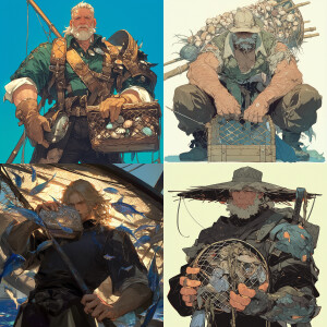 A male fisherman caught a locked chest covered with shells