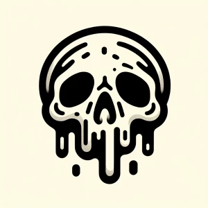 A simple black line graffiti style, vector cartoon, melting skul...