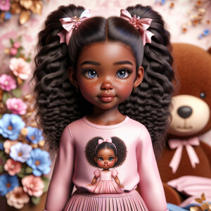 Refine the 3D realistic image of a four-year-old African-America...
