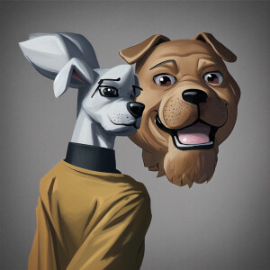 Create a cartoon dog that is inspired by breaking bads character...