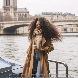 “A luxurious daytime scene aboard a Seine River cruise in Paris,...