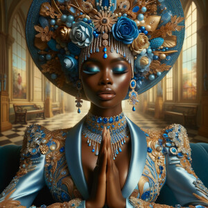 Create an illustration that embodies spirituality and a deep con...