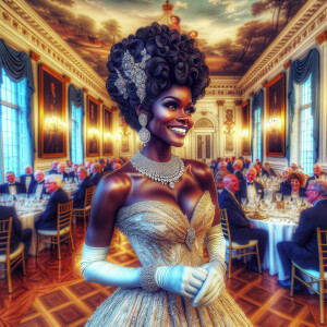 A realistic airbrushed illustration of a beautiful African Ameri...