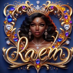 VCraft a 3-D image showcasing the name 'KAREN' in a luxurious go...