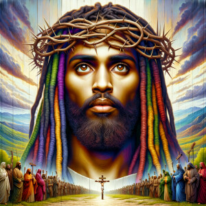 Create a re-realistic to face of an African-American Jesus Chris...