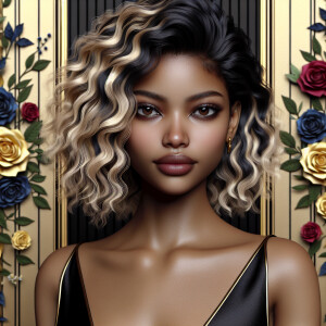 Create a vertical 3-D portrait of a light-skinned African-Americ...