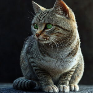 Create an image of a domestic cat in its natural, relaxed postur...