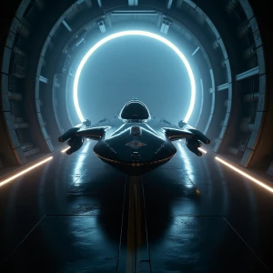 In the dimly lit depths of a glam-goth avant-garde starship hang...