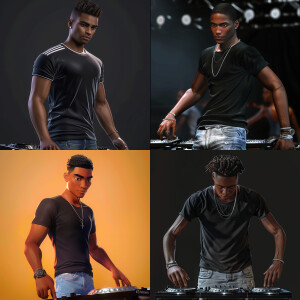 3D image of a Handsome LIGHT SKIN African American young man. Hi...
