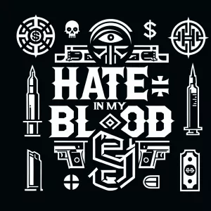 Design a bold and edgy logo with and the name ('hate in my blood...