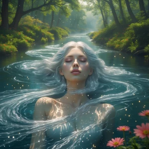 Creation:
“A surreal scene featuring Dahlia as a flowing, ethere...