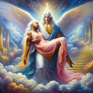 An oil painting depicting a light-skinned African-American Jesus...