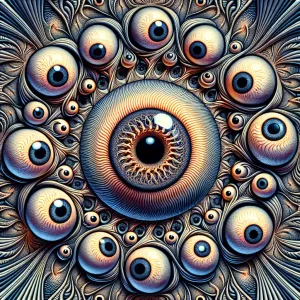 Create an image of an eight-dimensional optical illusion that in...