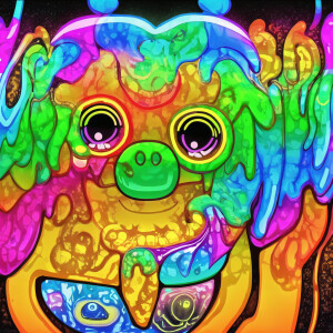 Psychedelic melting neon colors smiley face