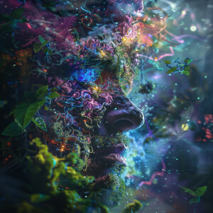 Create an ultra-realistic depiction of a 5-MeO-DMT realm, featur...