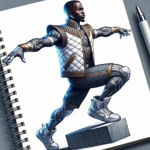 A frontal T pose full body concept illustration of A powerful bl...