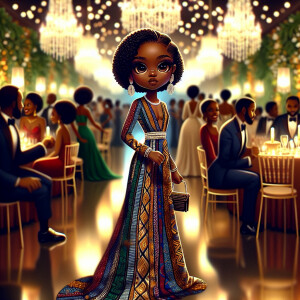 "Create an artistic depiction of an African American chibi chara...