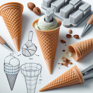 Diseña un innovador utensilio para moldear conos de helado que s...