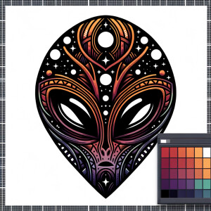Colored alien transparent graphic, no background, cosmic alien g...