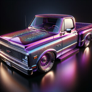 elegant purple 1983 C10 made of transparent glass glittercore,ul...