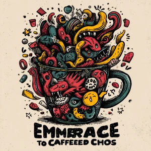 Flat vector illustration of a hand-drawn coffee cup overflowing...