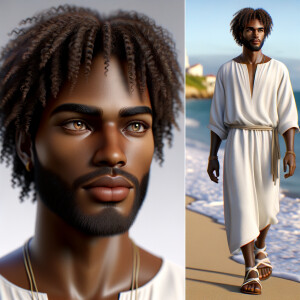 Create a 3-D realistic picture of a beautiful African-American J...