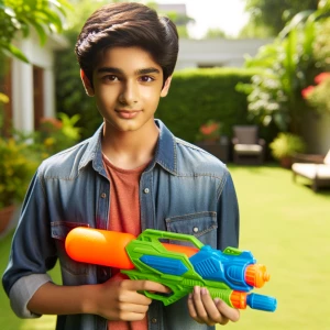 The boy was carry a gun