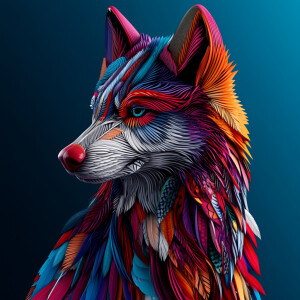 Create a 3D rendering that features an array of a vibrantly-colo...