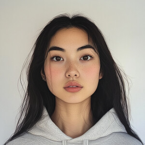 Portrait of a 21-year-old Singaporean woman with a Californian s...