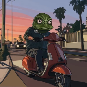 PEPE meme.Driving a scooter with a pistol, in GTA San Andreas an...