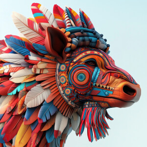 Create a 3D rendering that features an array of vibrantly-colore...