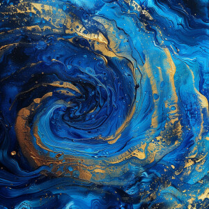 Swirling azure blue and old gold background