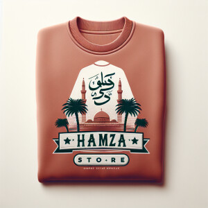 Create a realistic logo with the text "HAMZA STORE" and a pictur...