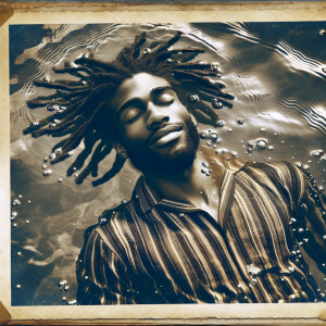 Black man with dreads  in the pool