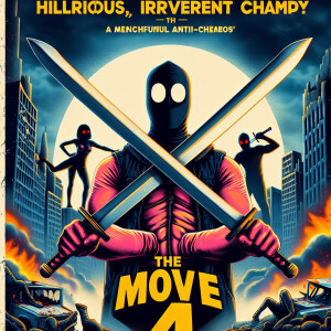 Create a movie poster for "Deadpool 4" showcasing Deadpool at th...