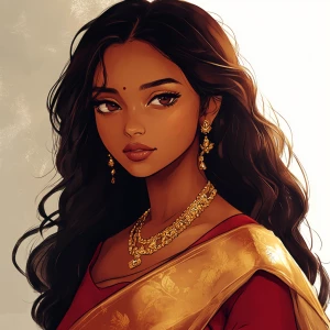 , create an illustration of me wearing a saree, highlighting my...