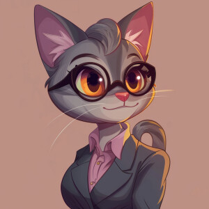 Create a cartoon of a female cat teacher