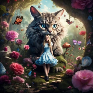 Create an illustration capturing the whimsical essence of "Alice...