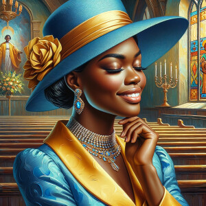 A spiritually enriching illustration portrays an African America...