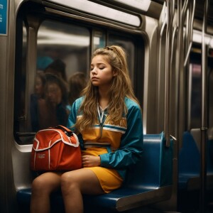 Variation 1 (Seed 101):** "A close-up shot of a tired tween chee...