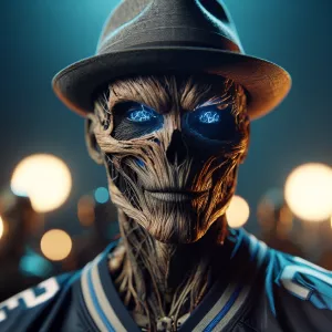 Hyper-realistic highly-detailed anthropomorphic skullfaced man,...