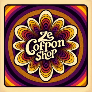 A flat, 2D digital graphic logo reading 'Ze CoffeePorn Shop' in...