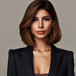 Abogada joven de complexión delgada y elegante, con rostro que r...