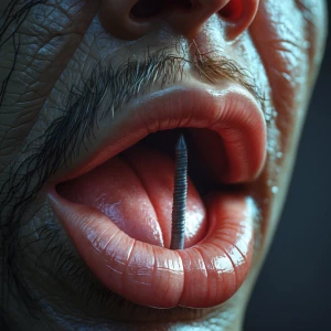 Nail through a tongue