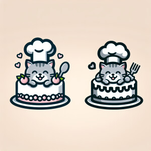 A gray kitten with a chef hat on its head sleeping on a wedding...