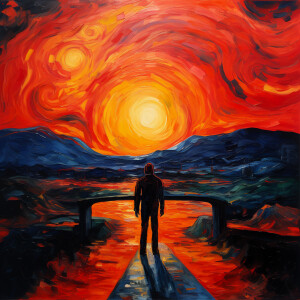 matthew pompeii set against a classical impressionist landscape,...