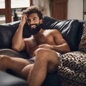 He was enjoying himself on the couch  with his dicgrowinhe isbig...