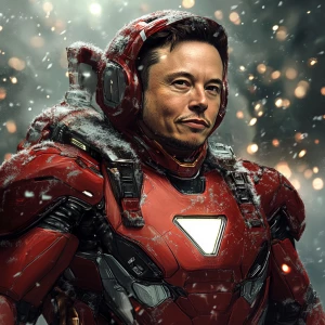 Elon Musk as Iron Man with Christmas style. Mars.Mars